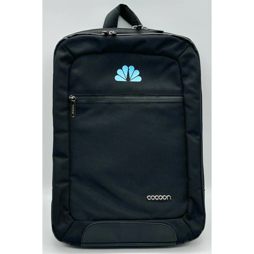 Cocoon Slim Tech 15.6 Laptop Backpack NBC Peacock Logo Grid-It Organizer Black
